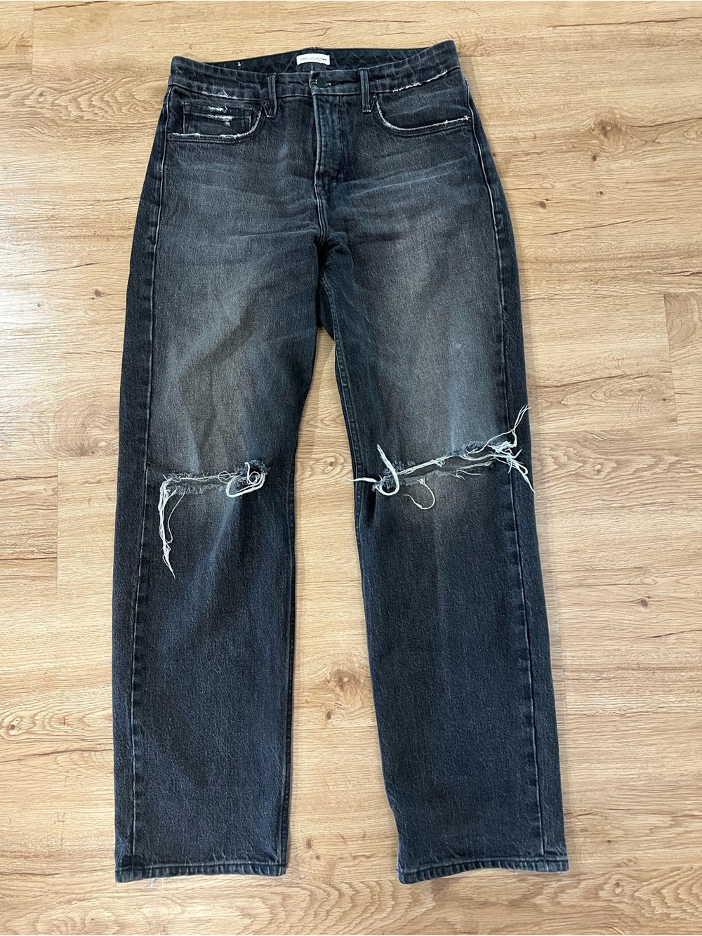 Good American black straight leg jeans